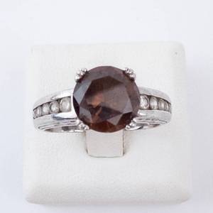 CZ & Garnet Sterling Silver Ring Size 8