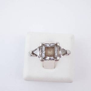 3 Stone Sterling Silver Ring - Size 8
