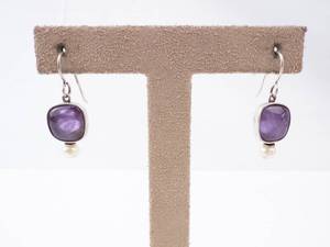 Amethyst & Pearl Sterling Silver Dangle Earrings