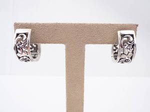 Floral Intricate Huggie Sterling Silver Earrings