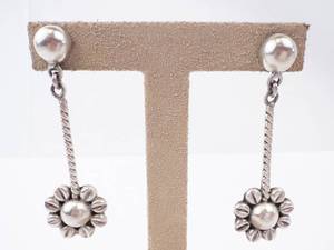 Sterling Silver Flower Drop Earrings TM-194 - Mexico