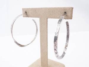 Sterling Silver Hoop Earrings - Large Twisted Textured