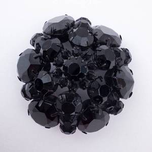 Weiss Signed Black Crystal Ball Brooch - Vintage Rhinestone Cluster Pin