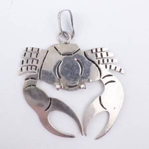 Sterling Silver Cancer Zodiac Sign Pendant - Crab Motif Necklace Charm