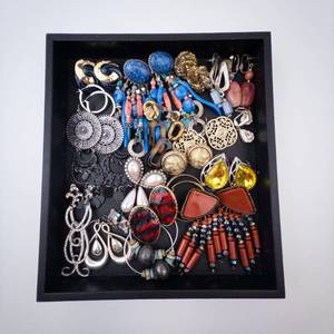 Costume Jewelry Assortment Tray - Earrings, Necklaces, Rings & Beads