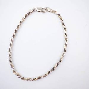Bracelet - Two Tone Sterling Silver Rope Chain Bracelet