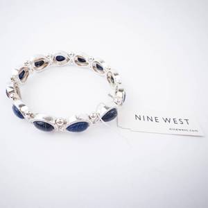 Nine West Silver Bracelet with Blue Oval Cabochon Stones