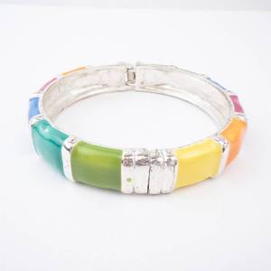 Bracelet - Multicolor Enamel Segmented Links, Silver-Tone