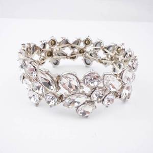 Crystal Rhinestone Bracelet - Silver Tone, Statement Cocktail Jewelry