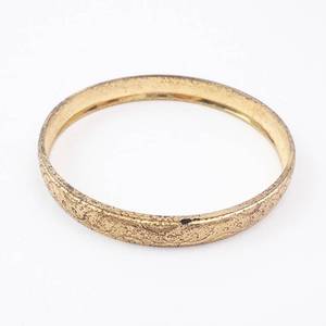 Gold-Tone Etched Floral Baby Band Bangle- Vintage Style