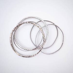 Hammered Silver Bangles - Group of 5