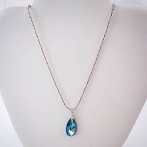 Sterling Silver Blue Crystal Teardrop Necklace