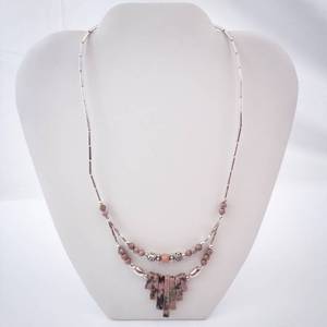 Jasper & Sterling Silver Necklace with Pink Jasper Fringe Beads