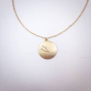 Taurus Zodiac Constellation Pendant Necklace - Gold-Tone Circular Disc
