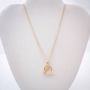 Vermeil Heart Pendant CZ Necklace - Gold Tone Chain