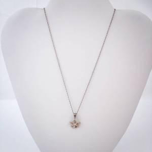 Flower Pendant Necklace - Five-Petal Flower with Center Stone