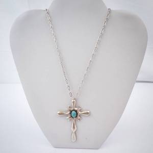 E.J. Thompson Turquoise Cross Necklace in Sterling Silver