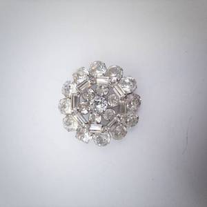 Weiss Round Rhinestone Brooch - Circular Cluster with Clear Stones, Silver-Tone Finish, Pin Back