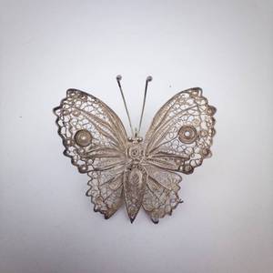 Beau Sterling Silver Filigree Butterfly Brooch