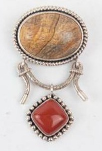 Suarti BA Jasper & Carnelian Dangle Sterling Silver Pendant