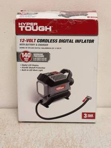 lot 20 image: HYPER TOUGH 12-VOLT CORDLESS DIGITAL INFLATOR WITH BATTERY & CHARGER