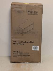lot 222 image: NEW WOOD TOY BOX WHITE