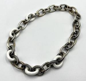 David Yurman 925 Sterling Silver Oval Link Necklace