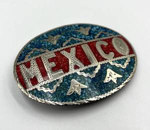 lot 12S image: Mexico Belt Buckle with Crushed Chip Inlay