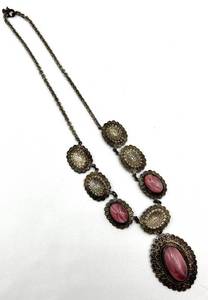 lot 85S image: Art Nouveau Pink Cabochon Necklace