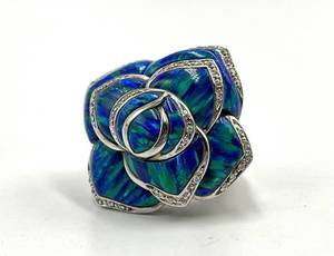 lot 89S image: Gilson Opal Flower Ring - 925 Sterling Silver