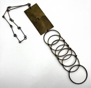 lot 120S image: Interlocking Brass Circles Necklace MCM