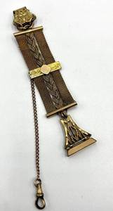 lot 125S image: Mesh Pocket Watch Fob - Gold-Tone with Chain