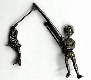 lot 140S image: Vintage Silver Boy Fishing Pin