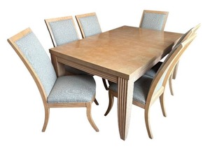 lot 1R image: DR - Beautiful Blond Wood Dining Table Set with 8 Chairs