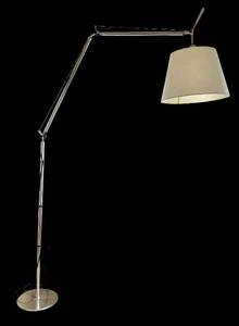 lot 4R image: SR - Amazing Adjustable Chrome Floor Lamp with Drum Shade