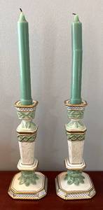 lot 61R image: DR - Pair of Fitz & Floyd Classics Gregorian Candleholders