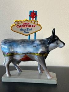 lot 58C image: LL - Decorative Cow Figurine with Las Vegas Sign