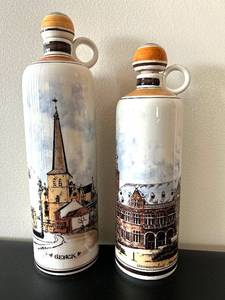 lot 54C image: LL - Genck Maastricht Cityscape Ceramic Decanter Pair -