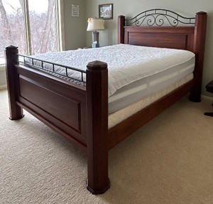 lot 7C image: LL - Queen Size Bed Frame with Headboard & Footboard & Bedding