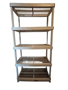 lot 84C image: LL - 5-Tier Plastic Shelving Unit 76 x 36 x 18 in Gray