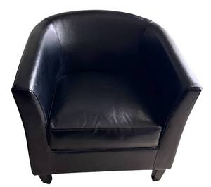 lot 112H image: Black Leather Armchair