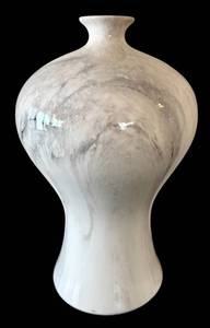 lot 115H image: Ceramic Vase - White & Gray Marble Swirl, 13.5 in Tall