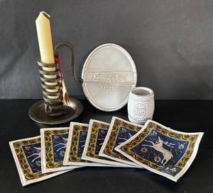 lot 144R image: LL - Le Rat de Cabe Candle Holder - Pottery with Coasters