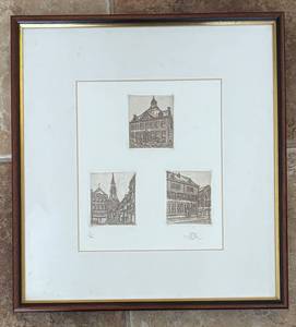 lot 152R image: O - Limited Edition Triptych Historic Building Etchings