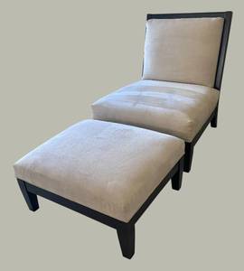 lot 8R image: MB - McCreary Modern Armless Lounge Chair with Ottoman