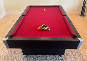 lot 14R image: LL - Brunswick Contender Pool Table with Cues