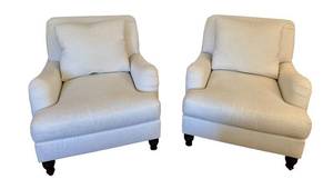 Pottery Barn Armchairs - Pair, Cream Upholstery