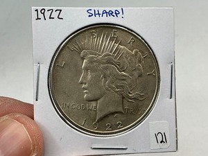 lot 121 image: 1922 Silver Peace Dollar