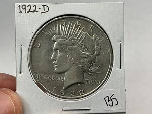 lot 135 image: 1922-D Silver Peace Dollar