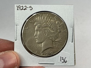 lot 136 image: 1922-S Silver Peace Dollar